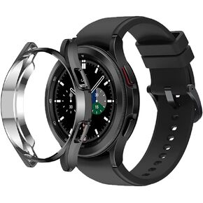 LDFAS Galaxy Watch 4 Classic 42MM Case, Silicone Shock-Proof and Protector Cover Compatible for Samsung Galaxy Watch4 Classic 42MM (2021) Smartwatch,Silver