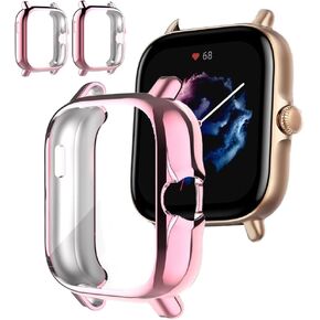 Screen Protector Case for Amazfit GTS 3/GTS 2 Smart Watch, 2-Pack Soft TPU Ultra-Thin Full Face Cover Replacement Bumper Accessories for Amazfit GTS 3/GTS 2, Black