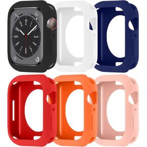 SOLOLUP 6 Pack Case for Apple Watch 40mm, Silicone Frame Hollowed Cover for iWatch Series SE/6/5/4 Accessories (NO Screen Protector), Black/White/Red/Orange/Purple/Yellow