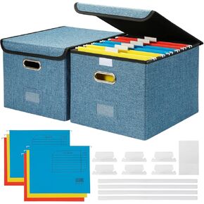 صندوق ملفات مكتب مع غطاء، صناديق ملفات تخزين مزخرفة، صندوق منظم ملفات معلق لطيف، تخزين مستندات مكتب محمول مع 3 مجلدات، للرسائل/المجلد القانوني (رمادي-1 حزمة) ... in Kuwait