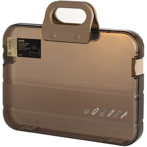 Portable File Box Clear Waterproof Document Storage Box with Snaps PP Files Organizer Cases for A4 Paper Magazines Notebooks School or Office Supplies (1pcs, Brown)