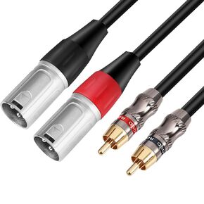 Devinal XLR to RCA Stereo Interconnect Cable, Heavy Duty Dual XLR Male to Dual RCA/Phono Audio HiFi Cord, 2 XLR to 2 RCA Interconnect Lead Patch Wire Adapter 6.6FT