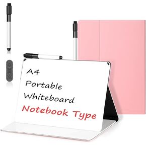 Mini Whiteboard 12"x9" Small White Board Dry Erase, Erasable Notebook Foldable Desk Whiteboard Holder Dry Erase Board, Office, Home, Travel, School, Portable (Pink)