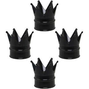 Senzeal 4PCS Crown Car Tire Valve Stem Caps Aluminum Alloy Air Caps Cover Dust Proof Tire Wheel Stem Caps Stem Covers Universal for Cars Bicycle Trucks Motorcycles Car Accessories (Black)