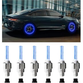 6 قطع من مصابيح LED لعجلات الإطارات، مصباح غطاء صمام عجلة الإطارات المقاوم للماء مع بطارية، أضواء تزيين إطارات LED عالمية للسيارات وصناديق السيارات والدراجات النارية (أصفر) in Kuwait