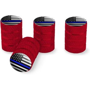 Thin Blue Line American Flag Tire Rim Wheel Aluminum Valve Stem Caps