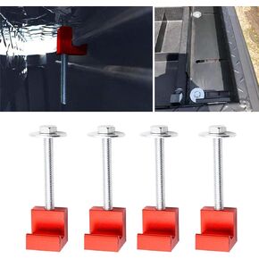 4 PCS Pickup Truck Mounting Kit, 7/8In-3In J-Type Waterproof Metal Vehicle Bed Tie Down Clips Accessories, Universal 5/8In Automotive Toolbox Cable Tie Hooks for Trucks SUVs Cars (Black)