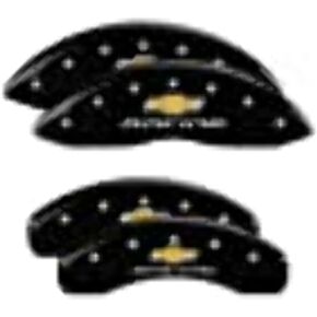 MGP Caliper Covers 14253SBRCBK Chevy Racing Black Powder Coat Finish, Silver Characters, Set of 4