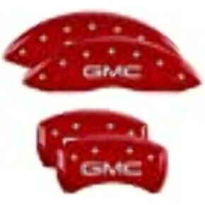 MGP Caliper Covers 34218SGMCRD GMC Red Powder Coat Finish, Silver Characters, Set of 4