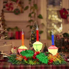 3 Light Christmas Bubble Window Candle Lamps, Christmas Candle Night Light with 4 Multicolor Bubble Light(1 Spare), Bubble Window Lights Candles for Holiday Christmas Centerpieces Christmas Decor
