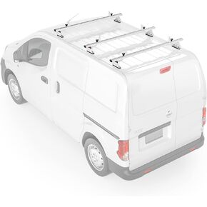 AA-Racks Model AX312 Aluminum Van Roof Rack Cross Bars Fits for 2013-On NV200/ 2014-On Transit Connect/ 2013-2017 City Express, 3 Bar 60'' - White
