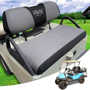 Golf Cart Seat Covers Kit, for Yamaha Club Car Precedent Original Front Seat Cushion, Breathable Fabric Material Keep Cool in Summer, No Need to Use Gun Nails - Black and Gray