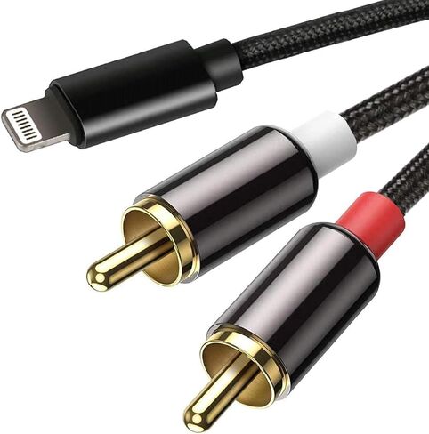 [كابل Lightning إلى RCA معتمد من MFi لهاتف iPhone، سلك صوت Aux ذكر Y Splitter متوافق مع iPhone 14 13 12 11 Pro Max XS XR X 8 7 محول للسيارة ومكبرات الصوت والمسرح المنزلي ومكبر الصوت in Kuwait