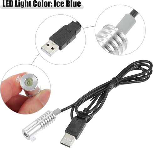 ACROPIX 3 مم 0.12 بوصة 2 واط LED مصدر ضوء ألومنيوم ديكور إضاءة USB LED للسيارة DIY أزرق ثلجي - حزمة من 1 in Saudi Arabia