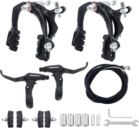 Bike Caliper Brake Set Front and Rear Bike Brake Lever with Cables Bike Brake Pads Aluminum Alloy Brake Lever for Road Bike Hybrid Bike Cruiser Bike in Kuwait
