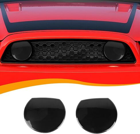 Hoolcar Center Grille Lamp Cover Trim Front Lamp Light Protector Cover Trim Compatible with Ford Mustang 2010-2014, Smoked Black in Saudi Arabia
