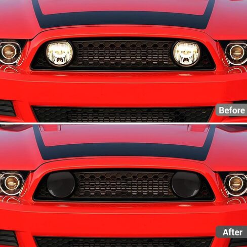 Hoolcar Center Grille Lamp Cover Trim Front Lamp Light Protector Cover Trim Compatible with Ford Mustang 2010-2014, Smoked Black in Saudi Arabia