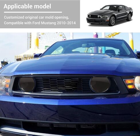Hoolcar Center Grille Lamp Cover Trim Front Lamp Light Protector Cover Trim Compatible with Ford Mustang 2010-2014, Smoked Black in Saudi Arabia