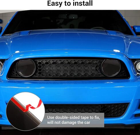 Hoolcar Center Grille Lamp Cover Trim Front Lamp Light Protector Cover Trim Compatible with Ford Mustang 2010-2014, Smoked Black in Saudi Arabia