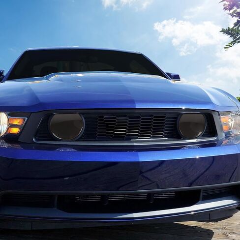 Hoolcar Center Grille Lamp Cover Trim Front Lamp Light Protector Cover Trim Compatible with Ford Mustang 2010-2014, Smoked Black in Saudi Arabia