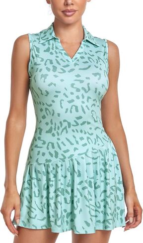 فستان تنس Zamowoty للنساء، فساتين جولف مع شورت مدمج وجيوب بدون أكمام، فستان بولو رياضي للتمرين in Kuwait