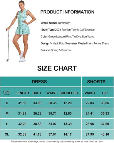 فستان تنس Zamowoty للنساء، فساتين جولف مع شورت مدمج وجيوب بدون أكمام، فستان بولو رياضي للتمرين in Kuwait