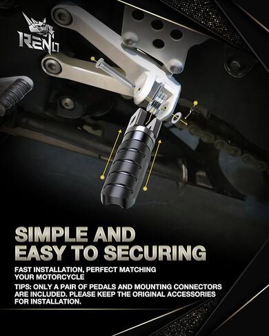أوتاد قدم الدراجة النارية من RENO، دواسة راحة للسائق ومسند قدم للراكب الأمامي متوافقة مع GSR600 750 | جي اس اكس 1300 هايابوسا | GSX-R600 R750 R1000 S125 | جي اس اكس-اس 750 1000 | SFV 650 جلاديوس in Kuwait