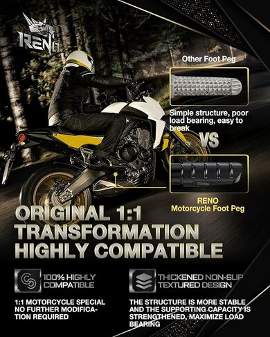 أوتاد قدم الدراجة النارية من RENO، دواسة راحة للسائق ومسند قدم للراكب الأمامي متوافقة مع GSR600 750 | جي اس اكس 1300 هايابوسا | GSX-R600 R750 R1000 S125 | جي اس اكس-اس 750 1000 | SFV 650 جلاديوس in Kuwait
