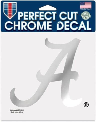 ملصق WinCraft NCAA University of Alabama Chrome Perfect Cut، 6 × 6، أسود in Kuwait