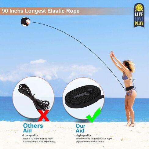 معدات تدريب الكرة الطائرة مقاس 220-620 سم من Chanmeen، معدات تدريب الكرة، كرة القدم وكرة السلة مع شريط حبل مرن قابل للتعديل للأطفال البالغين الذين يمارسون منفردًا الضرب والركل والضرب in Kuwait