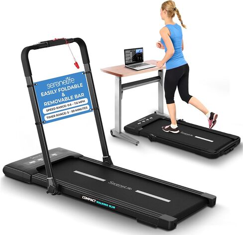 SereneLife Foldable Walking Pad Treadmill, Speed 0.6 – 7.6 MPH Under Desk 2.5 HP App Support, Easy Assembly and Storage, Wide Belt for Walking or Jogging in Saudi Arabia