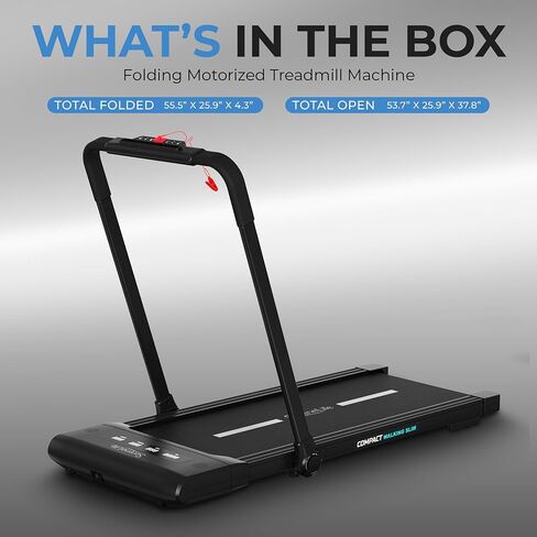 SereneLife Foldable Walking Pad Treadmill, Speed 0.6 – 7.6 MPH Under Desk 2.5 HP App Support, Easy Assembly and Storage, Wide Belt for Walking or Jogging in Saudi Arabia