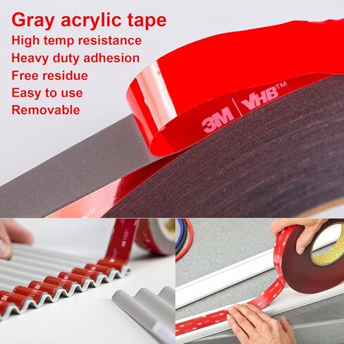 شريط مزدوج الجوانب عالي التحمل، 3 قطع مقاس 4 × 8 بوصة، شريط تثبيت لاصق قوي، شريط إسفنجي مقاوم للماء للباب الداخلي والخارجي... in Kuwait