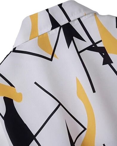 WDIRARA Men's 2 Pieces Outfits All Over Printed Button Front Short Sleeve Collared Shirts and Tie Front Shorts Casual Sets in Saudi Arabia