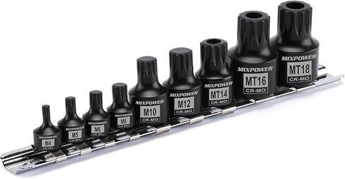 MIXPOWER مجموعة مقابس ثلاثية مربعة ذات تأثير منخفض، هيكل صلب من قطعة واحدة، M4- M18، فولاذ موليبدينوم الكروم، مجموعة 9 قطع in Saudi Arabia
