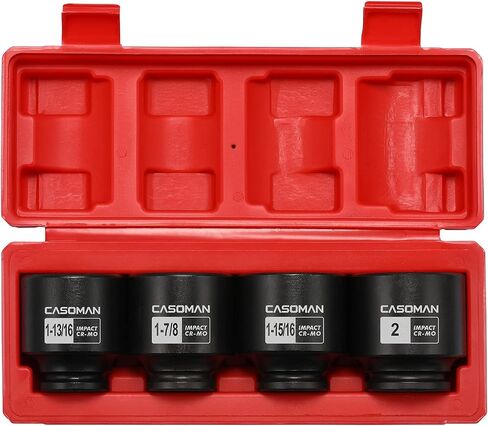 CASOMAN 4 Pieces 1/2" Dr. Deep Impact Socket Set, 1/2-Inch Drive Spindle Axle Nut Impact Socket Set, 1-13/16", 1-7/8", 1-15/16", 2", CR-MO, 6-Point, SAE in Saudi Arabia
