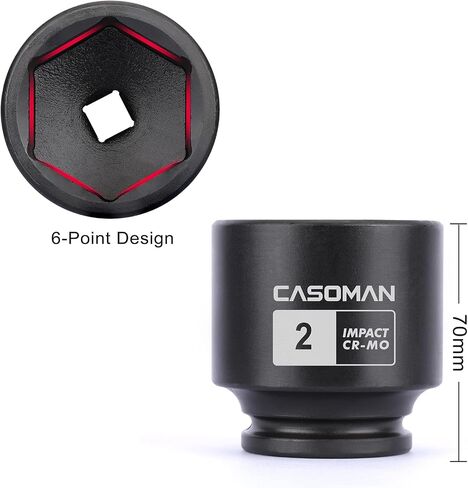 CASOMAN 4 Pieces 1/2" Dr. Deep Impact Socket Set, 1/2-Inch Drive Spindle Axle Nut Impact Socket Set, 1-13/16", 1-7/8", 1-15/16", 2", CR-MO, 6-Point, SAE in Saudi Arabia