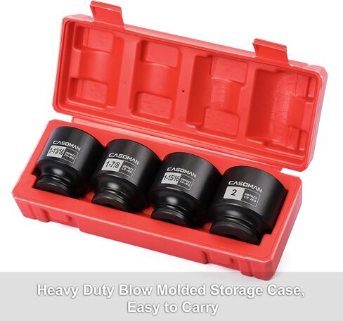 CASOMAN 4 Pieces 1/2" Dr. Deep Impact Socket Set, 1/2-Inch Drive Spindle Axle Nut Impact Socket Set, 1-13/16", 1-7/8", 1-15/16", 2", CR-MO, 6-Point, SAE in Saudi Arabia