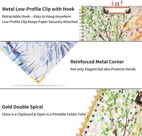 Foldable Spiral Clipboard Folio with Storage, Refillable Lined Notepad, 5 Plastic Folders with 10 Pockets, 39Pcs Labels Clipboards Padfolio Hardcover Project Organizer (Tree of Life) in Saudi Arabia