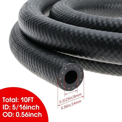 خرطوم خط الوقود 5/16 بوصة 10 قدم لزيت محرك الديزل الحيوي يعمل بالديزل والجازولين لمحركات أنظمة الوقود 10 أقدام 300 رطل لكل بوصة مربعة أسود in Kuwait