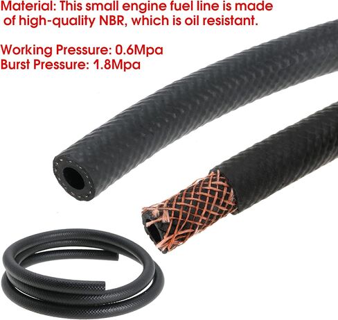 خرطوم خط الوقود 5/16 بوصة 10 قدم لزيت محرك الديزل الحيوي يعمل بالديزل والجازولين لمحركات أنظمة الوقود 10 أقدام 300 رطل لكل بوصة مربعة أسود in Kuwait