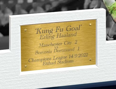 حقائب وخزائن مقاس 12 × 8 مقاس A4 Erling Haaland Manchester City KUNG FU GOAL صورة موقعة موقعة إطار صورة لكرة القدم ملصق هدية، أسود in Saudi Arabia