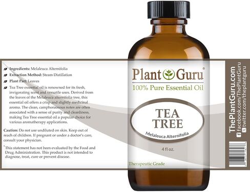 Tea Tree Essential Oil 4 oz. 100% Pure Undiluted Therapeutic Grade Extract of Melaleuca Alternifolia for Skin, Body, Hair Growth, Scalp Dandruff, Acne and Aromatherapy Diffuser Humidifier in Saudi Arabia