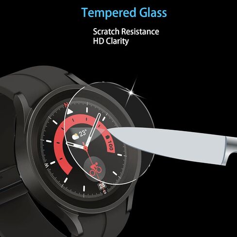 [2+2] عبوة لواقي شاشة Galaxy Watch 5 Pro من الزجاج المقسى وغطاء فيلم PMMA مرن متوافق مع Samsung Galaxy Watch 5 Pro 45 مم [بدون فقاعات] [شفاف كريستالي] [مقاوم للخدش] in Saudi Arabia