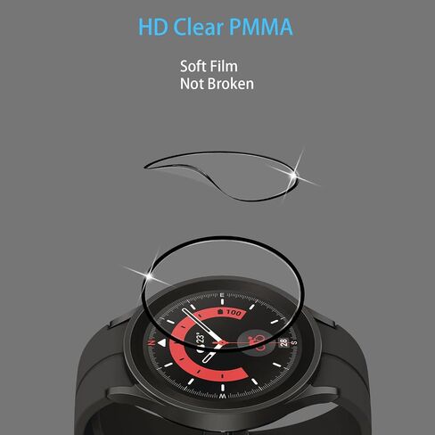 [2+2] عبوة لواقي شاشة Galaxy Watch 5 Pro من الزجاج المقسى وغطاء فيلم PMMA مرن متوافق مع Samsung Galaxy Watch 5 Pro 45 مم [بدون فقاعات] [شفاف كريستالي] [مقاوم للخدش] in Saudi Arabia