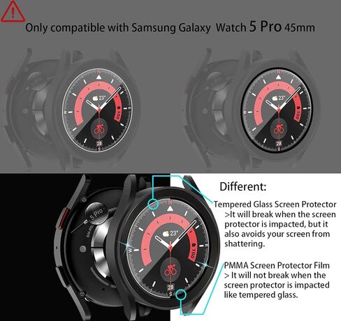 [2+2] عبوة لواقي شاشة Galaxy Watch 5 Pro من الزجاج المقسى وغطاء فيلم PMMA مرن متوافق مع Samsung Galaxy Watch 5 Pro 45 مم [بدون فقاعات] [شفاف كريستالي] [مقاوم للخدش] in Saudi Arabia