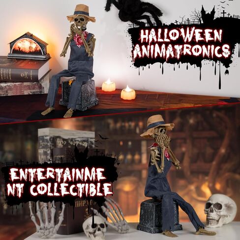 3.2 ft Banjo Skeletons Halloween Decorations,Eyes Light Up with Sensor Play Music Banjo Halloween Decoration Indoor Animatronics Banjo Skeletons Players,Halloween Decor Banjo in Saudi Arabia