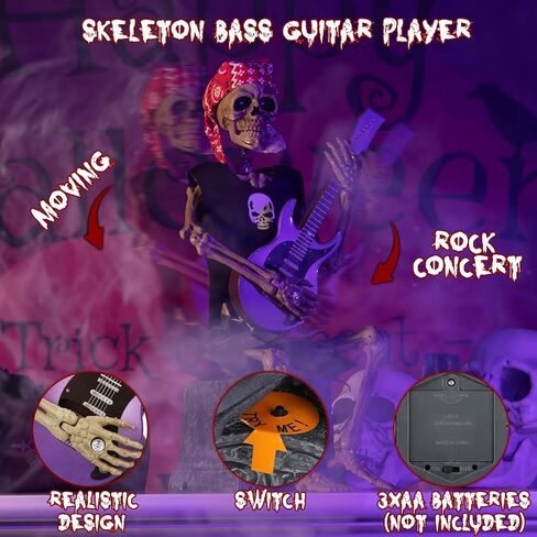 3.2 ft Banjo Skeletons Halloween Decorations,Eyes Light Up with Sensor Play Music Banjo Halloween Decoration Indoor Animatronics Banjo Skeletons Players,Halloween Decor Banjo in Saudi Arabia