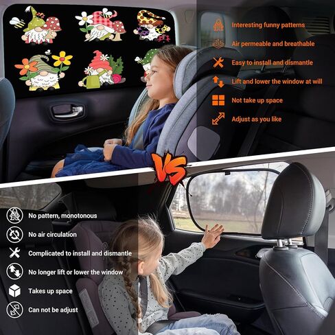 ZATOOTO ظل الشمس لنافذة السيارة، 4 عبوات من ظلال نافذة السيارة للطفل 100٪ تحجب الشمس والحرارة طبقتين ظلال خصوصية السيارة للرضاعة الطبيعية ورحلة الطريق هدايا التماثيل المضحكة للنساء in Kuwait