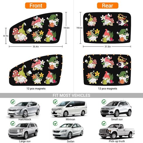 ZATOOTO ظل الشمس لنافذة السيارة، 4 عبوات من ظلال نافذة السيارة للطفل 100٪ تحجب الشمس والحرارة طبقتين ظلال خصوصية السيارة للرضاعة الطبيعية ورحلة الطريق هدايا التماثيل المضحكة للنساء in Kuwait